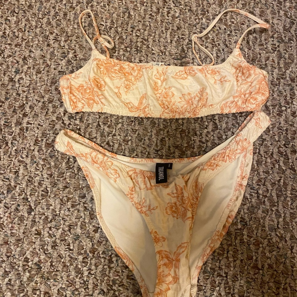 Triangl Swimwear Cream and Orange Bikini Set